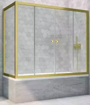 Шторка на ванну стеклянная «Vegas Glass» Z2V+ZVF Novo 195/80 Crystal vision/золото матовое универсальная