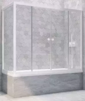 Шторка на ванну стеклянная «Vegas Glass» Z2V+ZVF Novo 195/80 прозрачная/белая универсальная