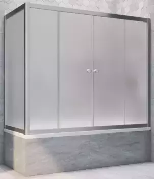 Шторка на ванну стеклянная «Vegas Glass» Z2V+ZVF Novo 195/80 сатин/хром матовая универсальная
