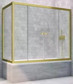 Шторка на ванну стеклянная «Vegas Glass» Z2V+ZVF Novo 195/85 прозрачная/золото матовое универсальная