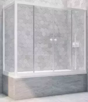 Шторка на ванну стеклянная «Vegas Glass» Z2V+ZVF Novo 195/90 Crystal vision/белая универсальная