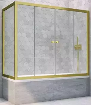 Шторка на ванну стеклянная «Vegas Glass» Z2V+ZVF Novo 195/90 Crystal vision/золото матовое универсальная