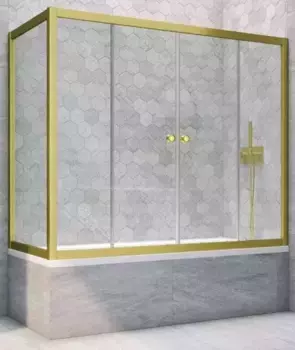 Шторка на ванну стеклянная «Vegas Glass» Z2V+ZVF Novo 195/90 прозрачная/золото матовое универсальная