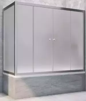 Шторка на ванну стеклянная «Vegas Glass» Z2V+ZVF Novo 195/90 сатин/хром матовая универсальная