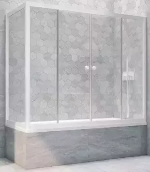 Шторка на ванну стеклянная «Vegas Glass» Z2V+ZVF Novo 200/70 Crystal vision/белая универсальная