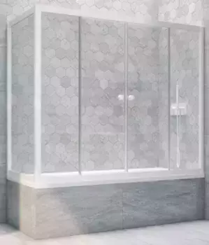 Шторка на ванну стеклянная «Vegas Glass» Z2V+ZVF Novo 200/70 прозрачная/белая универсальная