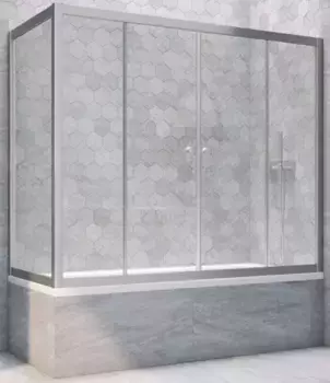 Шторка на ванну стеклянная «Vegas Glass» Z2V+ZVF Novo 200/70 прозрачная/хром матовая универсальная