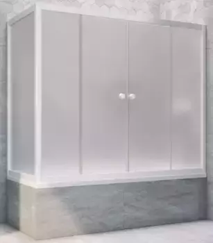 Шторка на ванну стеклянная «Vegas Glass» Z2V+ZVF Novo 200/70 сатин/белая универсальная