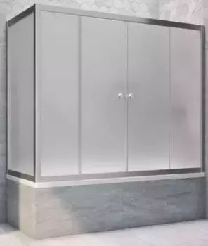 Шторка на ванну стеклянная «Vegas Glass» Z2V+ZVF Novo 200/70 сатин/хром матовая универсальная