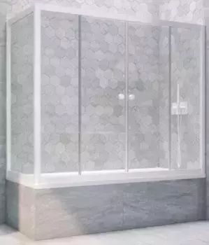 Шторка на ванну стеклянная «Vegas Glass» Z2V+ZVF Novo 200/75 Crystal vision/белая универсальная