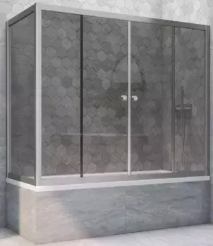 Шторка на ванну стеклянная «Vegas Glass» Z2V+ZVF Novo 200/75 графит/хром матовая универсальная