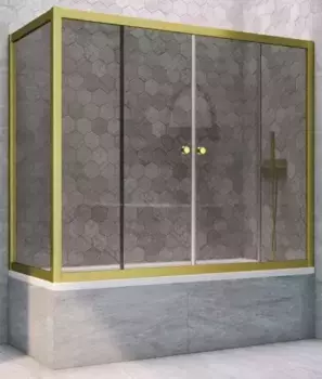 Шторка на ванну стеклянная «Vegas Glass» Z2V+ZVF Novo 200/75 графит/золото матовое универсальная