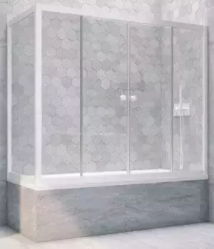 Шторка на ванну стеклянная «Vegas Glass» Z2V+ZVF Novo 200/75 прозрачная/белая универсальная