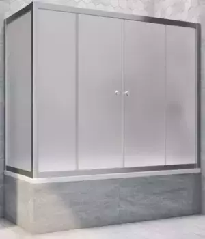 Шторка на ванну стеклянная «Vegas Glass» Z2V+ZVF Novo 200/75 сатин/хром матовая универсальная