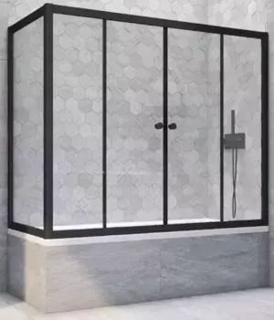 Шторка на ванну стеклянная «Vegas Glass» Z2V+ZVF Novo 200/80 Crystal vision/чёрная матовая универсальная