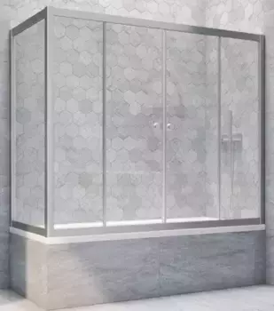 Шторка на ванну стеклянная «Vegas Glass» Z2V+ZVF Novo 200/80 Crystal vision/хром матовая универсальная
