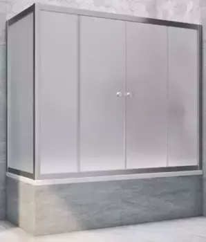 Шторка на ванну стеклянная «Vegas Glass» Z2V+ZVF Novo 200/80 сатин/хром матовая универсальная