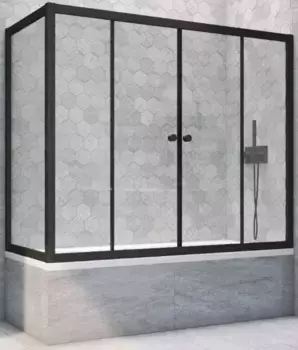Шторка на ванну стеклянная «Vegas Glass» Z2V+ZVF Novo 200/85 Crystal vision/чёрная матовая универсальная