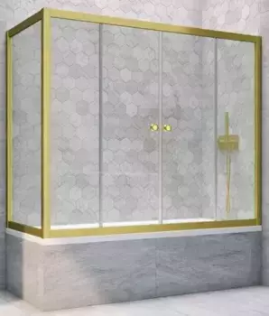 Шторка на ванну стеклянная «Vegas Glass» Z2V+ZVF Novo 200/85 Crystal vision/золото матовое универсальная