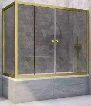 Шторка на ванну стеклянная «Vegas Glass» Z2V+ZVF Novo 200/85 графит/золото матовое универсальная