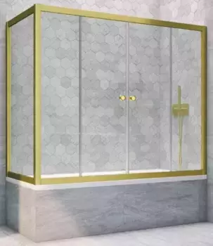 Шторка на ванну стеклянная «Vegas Glass» Z2V+ZVF Novo 200/85 прозрачная/золото матовое универсальная