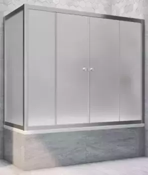 Шторка на ванну стеклянная «Vegas Glass» Z2V+ZVF Novo 200/85 сатин/хром матовая универсальная