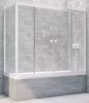 Шторка на ванну стеклянная «Vegas Glass» Z2V+ZVF Novo 200/90 Crystal vision/белая универсальная