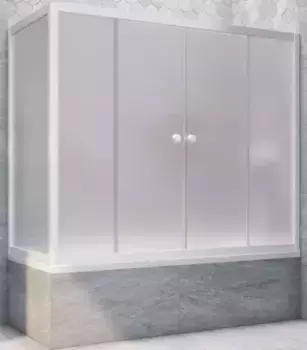 Шторка на ванну стеклянная «Vegas Glass» Z2V+ZVF Novo 200/90 сатин/белая универсальная