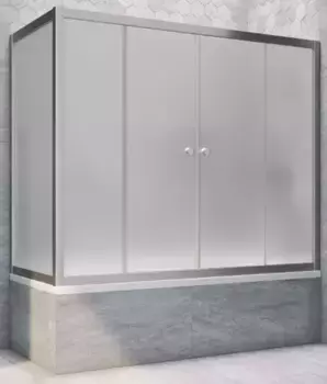 Шторка на ванну стеклянная «Vegas Glass» Z2V+ZVF Novo 200/90 сатин/хром матовая универсальная