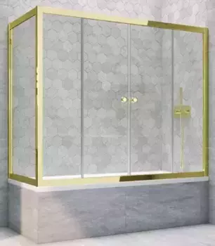 Шторка на ванну стеклянная «Vegas Glass» Z2V+ZVF Tur Novo 150/70 Crystal vision/золото глянцевое универсальная