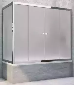 Шторка на ванну стеклянная «Vegas Glass» Z2V+ZVF Tur Novo 150/70 сатин/хром глянцевый универсальная