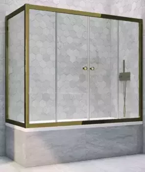 Шторка на ванну стеклянная «Vegas Glass» Z2V+ZVF Tur Novo 150/75 Crystal vision/бронза универсальная