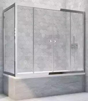 Шторка на ванну стеклянная «Vegas Glass» Z2V+ZVF Tur Novo 150/75 Crystal vision/хром глянцевый универсальная