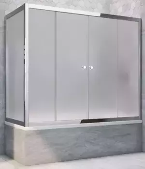 Шторка на ванну стеклянная «Vegas Glass» Z2V+ZVF Tur Novo 150/75 сатин/хром глянцевый универсальная