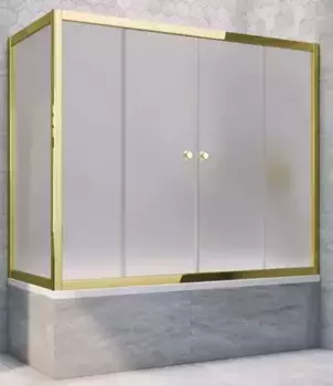 Шторка на ванну стеклянная «Vegas Glass» Z2V+ZVF Tur Novo 150/75 сатин/золото глянцевое универсальная