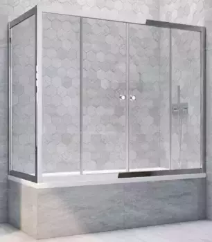 Шторка на ванну стеклянная «Vegas Glass» Z2V+ZVF Tur Novo 150/80 Crystal vision/хром глянцевый универсальная