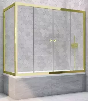 Шторка на ванну стеклянная «Vegas Glass» Z2V+ZVF Tur Novo 150/80 Crystal vision/золото глянцевое универсальная