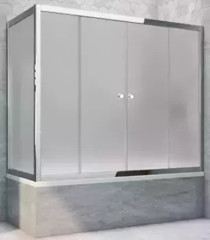 Шторка на ванну стеклянная «Vegas Glass» Z2V+ZVF Tur Novo 150/80 сатин/хром глянцевый универсальная