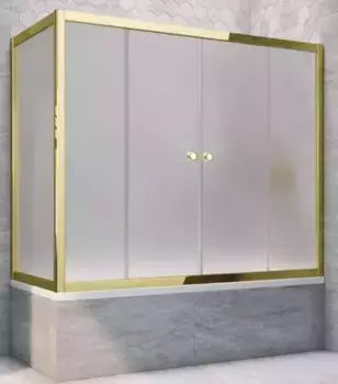 Шторка на ванну стеклянная «Vegas Glass» Z2V+ZVF Tur Novo 150/80 сатин/золото глянцевое универсальная