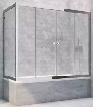 Шторка на ванну стеклянная «Vegas Glass» Z2V+ZVF Tur Novo 150/85 Crystal vision/хром глянцевый универсальная