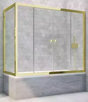 Шторка на ванну стеклянная «Vegas Glass» Z2V+ZVF Tur Novo 150/85 Crystal vision/золото глянцевое универсальная