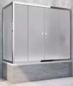 Шторка на ванну стеклянная «Vegas Glass» Z2V+ZVF Tur Novo 150/85 сатин/хром глянцевый универсальная