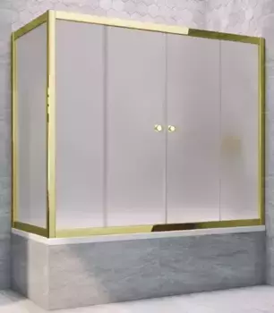 Шторка на ванну стеклянная «Vegas Glass» Z2V+ZVF Tur Novo 150/85 сатин/золото глянцевое универсальная