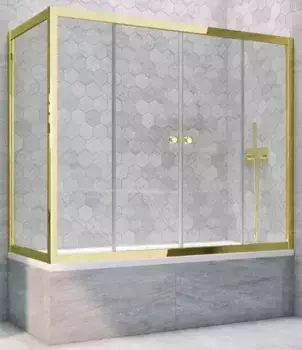 Шторка на ванну стеклянная «Vegas Glass» Z2V+ZVF Tur Novo 150/90 Crystal vision/золото глянцевое универсальная