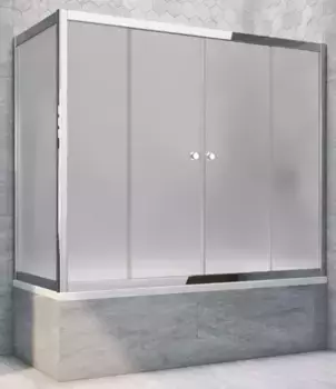 Шторка на ванну стеклянная «Vegas Glass» Z2V+ZVF Tur Novo 150/90 сатин/хром глянцевый универсальная