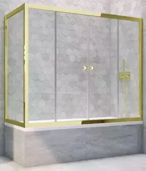 Шторка на ванну стеклянная «Vegas Glass» Z2V+ZVF Tur Novo 155/70 Crystal vision/золото универсальная
