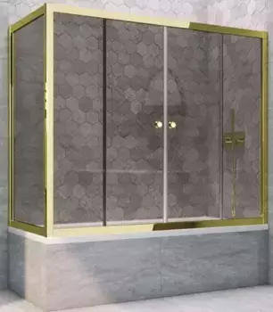 Шторка на ванну стеклянная «Vegas Glass» Z2V+ZVF Tur Novo 155/70 графит/золото универсальная
