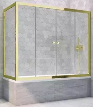 Шторка на ванну стеклянная «Vegas Glass» Z2V+ZVF Tur Novo 155/70 прозрачная/золото универсальная