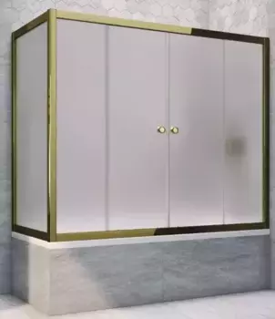 Шторка на ванну стеклянная «Vegas Glass» Z2V+ZVF Tur Novo 155/70 сатин/бронза универсальная