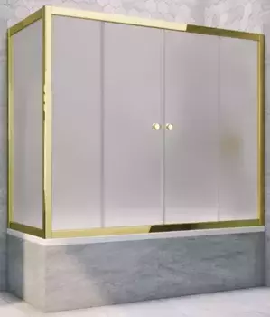 Шторка на ванну стеклянная «Vegas Glass» Z2V+ZVF Tur Novo 155/70 сатин/золото универсальная
